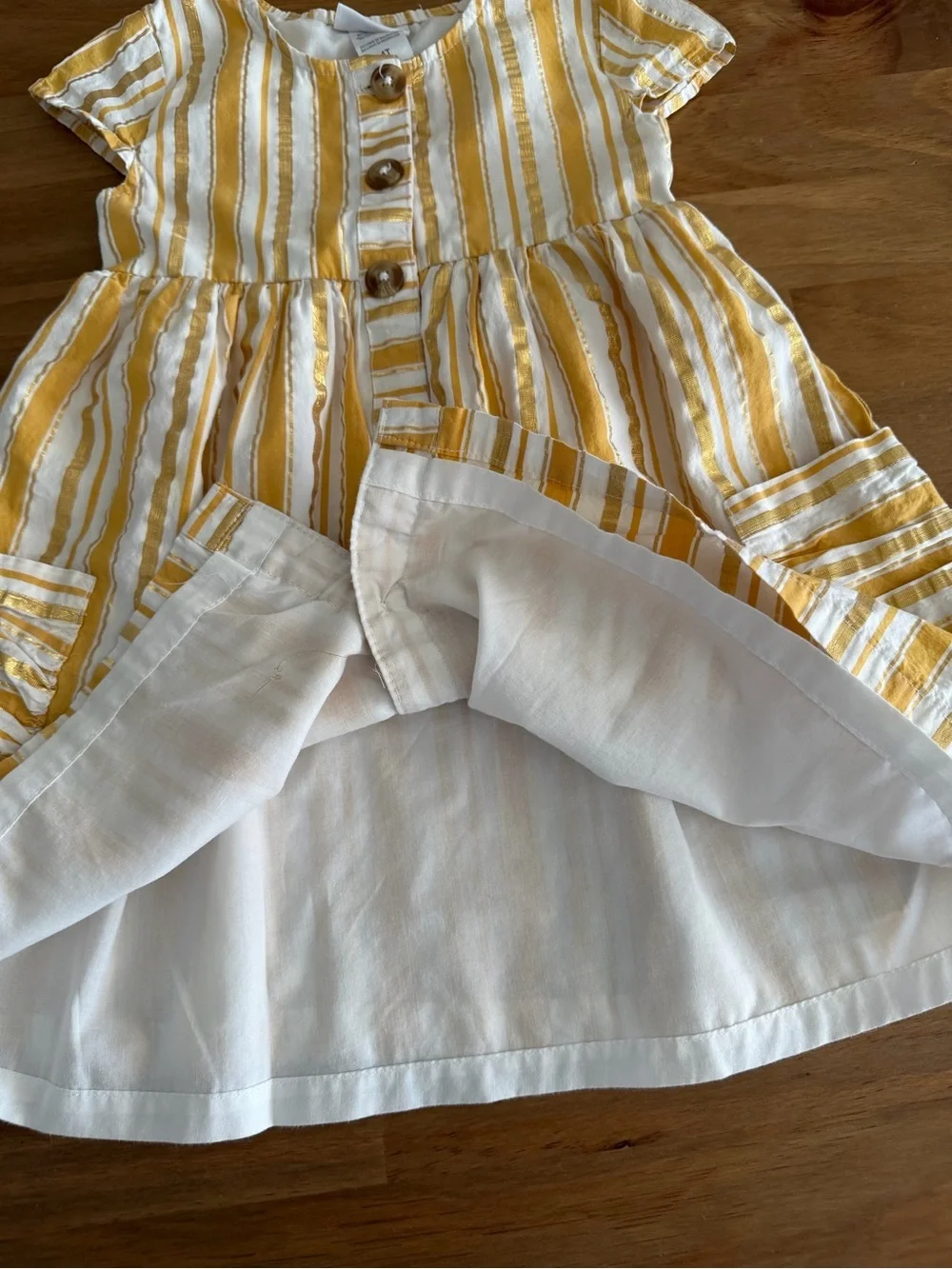 Daisy Fuentes Yellow & White Striped Button-Front Kids Dress Size 4T